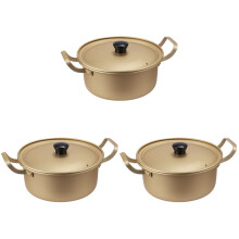 3Pcs Golden Small Ramen Pot Aluminum Kitchen Noodle Cookware with Lid
