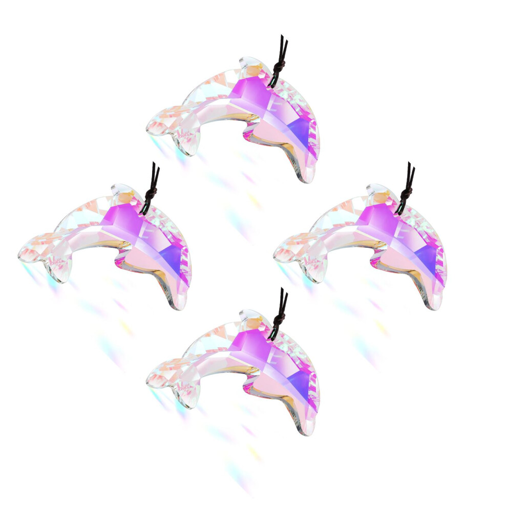 4Pcs Crystal Dolphin Hanging Sun Catchers Indoor Window Prism Decor