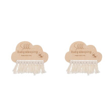 2Pcs Nursery Wooden Sleeping Signs - Beige Baby Door Hanging Decor