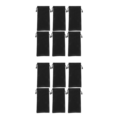 20Pcs Black Polyester Sunglasses Bags Soft Drawstring Eyeglass Cases