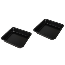 2Pcs Black Household Baking Plate Carbon Steel Cake Bread Tray Durable