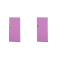 2Pcs Wooden Mini Fridge Toy Purple Dollhouse Kitchen Furniture Decor