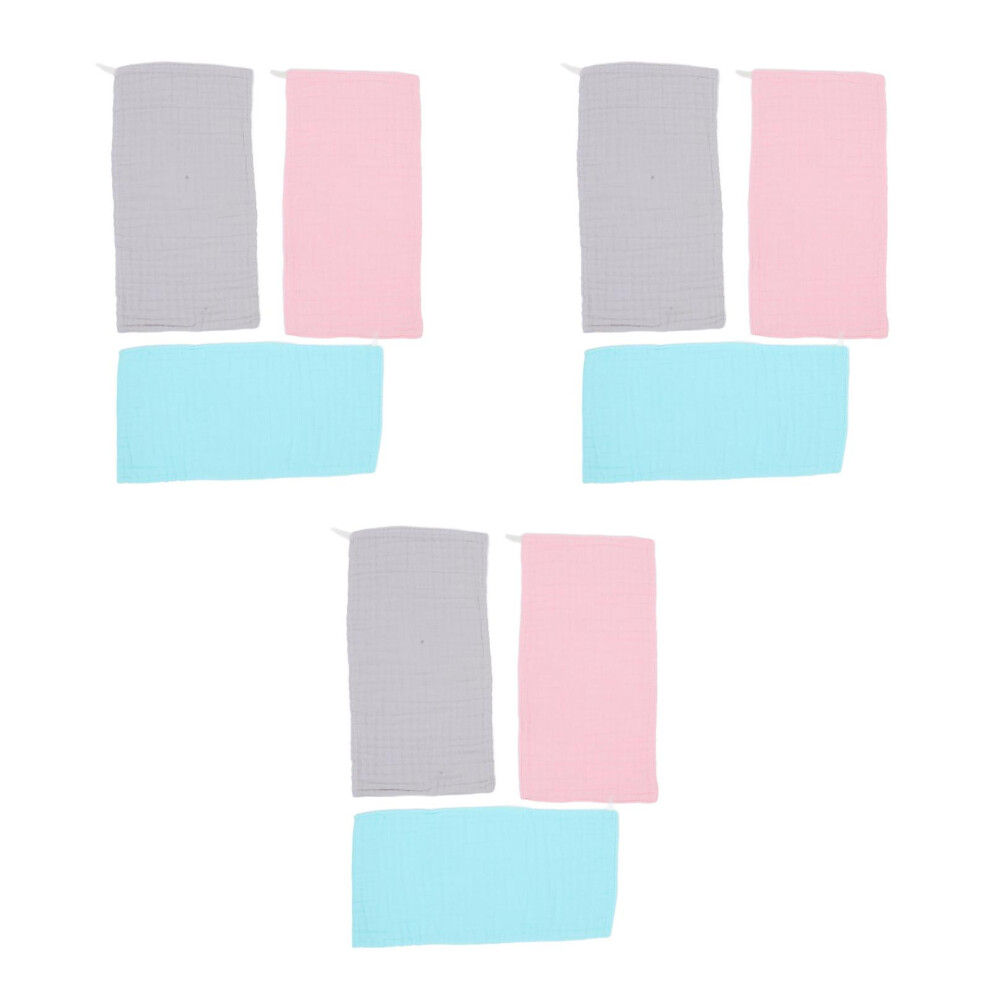 9Pcs Cotton Baby Burp Cloths Assorted Color Soft Absorbent Drool Bibs