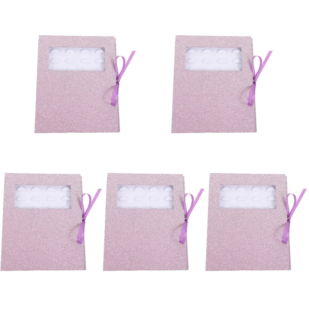 Pink 5Pcs Portable Eyelash Storage Box Lightweight False Lash Holder