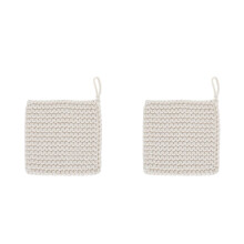2Pcs Woven Cotton Mat White Pot Mat Cup Pad Home Table Cover