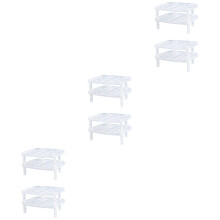 6Pcs White Plastic Plate Drain Rack with Chopsticks Holder for Kitchen