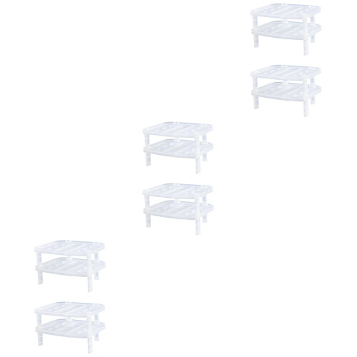 6Pcs White Plastic Plate Drain Rack with Chopsticks Holder for Kitchen