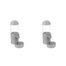 2Pcs Lightweight Grey Pet Water Feeder for Dog Cat Cage Use