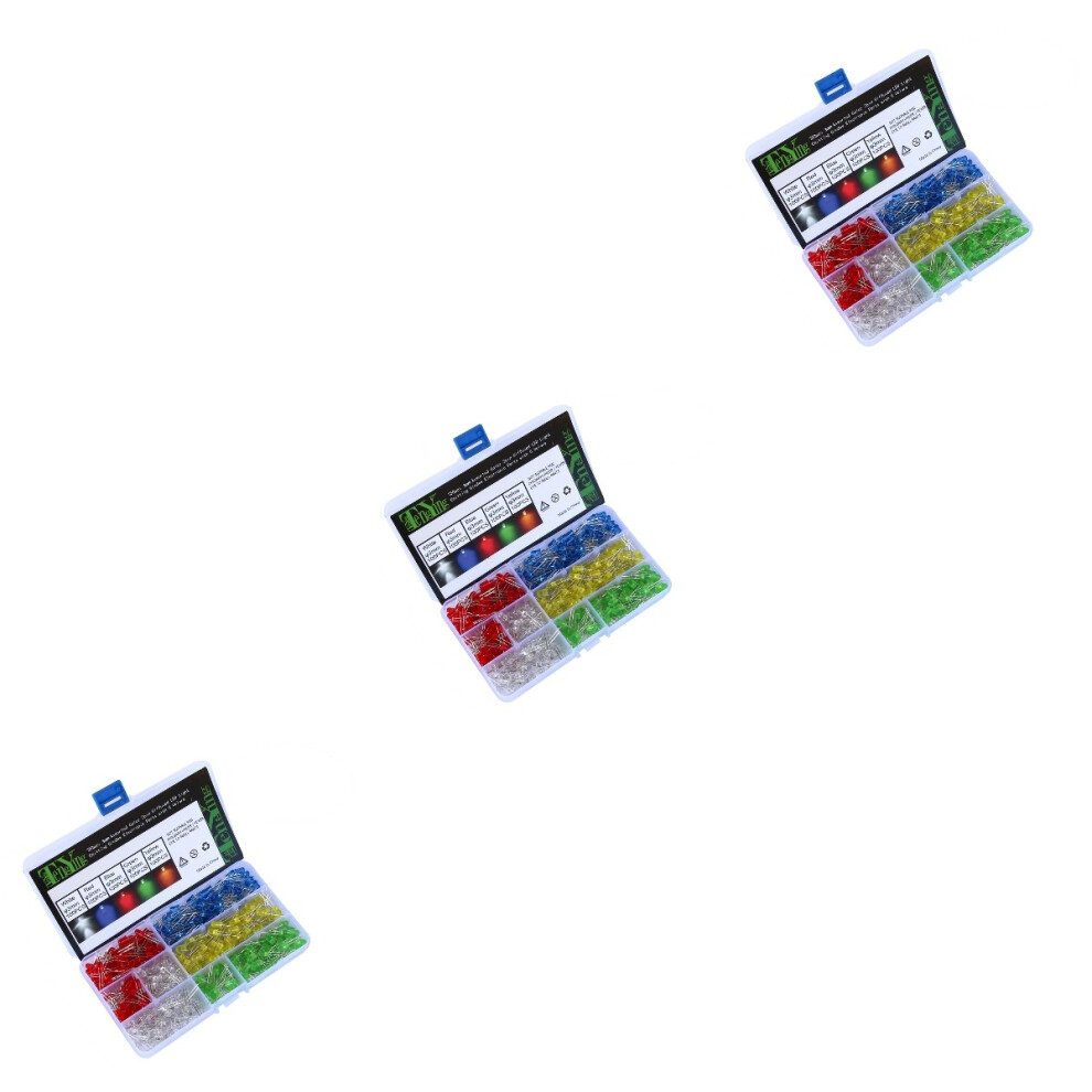 2250Pcs Diffused 3Mm Led Light Emitting Diodes Assorted Colors Diy Kit 3711318811796
