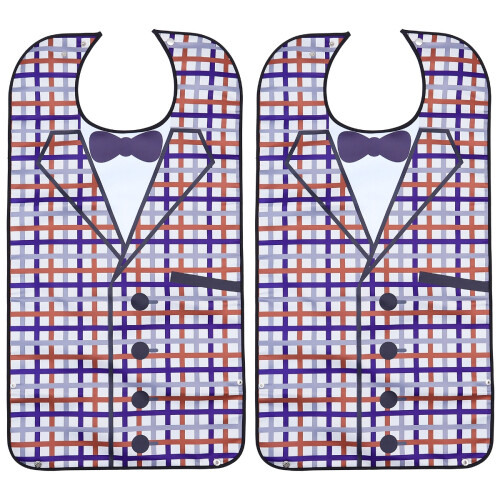 2Pcs Elder Mealtime Bib Adjustable Waterproof Clothing Protector Bib 1