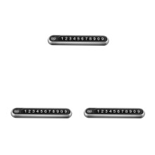 3Pcs Temporary Parking Phone Number Card Alloy Silver Luminous Design