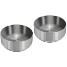 2Pcs Insulated Stainless Steel Rice Bowls Silver Multipurpose Use