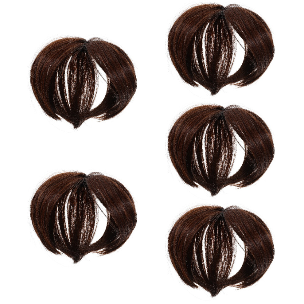 Unisex Brown 5Pcs Synthetic Hair Toppers For Women Thin Hair Volume Boost