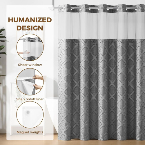 Duschdraperiset grått våffeltyg 180x180 cm 2