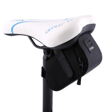 Bolsa de selim para bicicleta, resistente à água, acessório para ciclismo, com visibilidade noturna e sistema de fixação fácil com velcro.