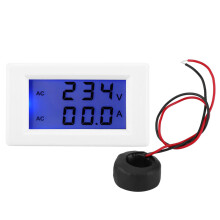 Digitales Voltmeter/Amperemeter mit Hintergrundbeleuchtung und übersichtlicher Anzeige zur Messung elektrischer Parameter. Überlastalarmfunktion