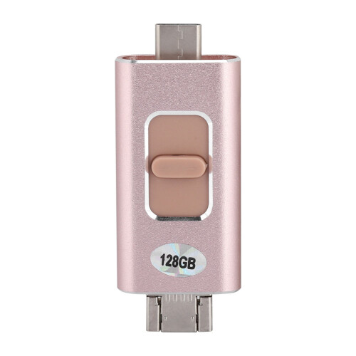 External USB Thumb Drive with Lightning Interface, High Speed Memory Stick for iPhone iPad Android Devices, Multi-system Support4IN1Design (Rose