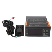 Temperature and Humidity Controller Digital Temperature Controller with Dual Relay Outputs Flame Retardant Plastic Shell and Temperature and Humidity