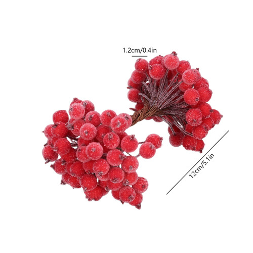 Fructe artificiale de ilex înghețate, 12 mm, 2 buc. 2