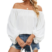 Elegant Casual Blouse With Off Shoulder Design And Elastic Neckline Easy To Match For Office Work Dating And Summer Outings