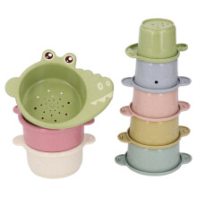 Set da bagno ispirato al metodo Montessori con bicchieri impilabili e contenitore a forma di conchiglia, gioco d'acqua educativo per bambini dai 6