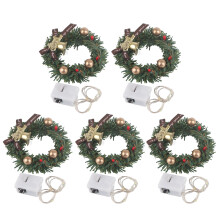 Mini couronnes de Noël artificielles en ruban, plastique et métal, pour la décoration de maison de poupée et autres accessoires de décoration de
