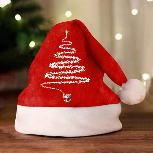 Klassische gestrickte Weihnachtsmannmütze mit Bommel, Einheitsgröße 1