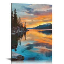 Stunning Lake Tahoe,Shore Colorful Sunset,Cool Wall Art Canvas Wall Art For Living Room Decor Aesthetic Vintage Posters & Prints Over 16x20 in
