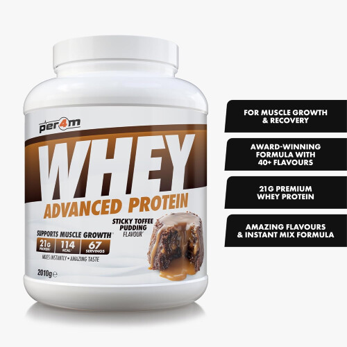 PER4M Advanced Whey Protein Powder 2kg Sticky Toffee Pudding 1