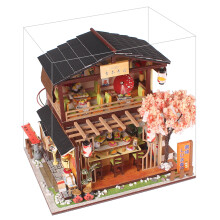 Challenging Handmade Craft Kit with LED Light, DIY Dollhouse Miniature Wooden Furniture Set with English Manual, Creative Room Decor Gift for Adults