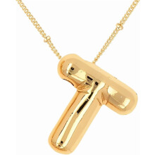 Gold Bubble Letter Necklace for Women – Initial Pendant