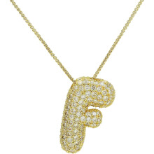 Gold Bubble Letter Necklace for Women – Initial Pendant