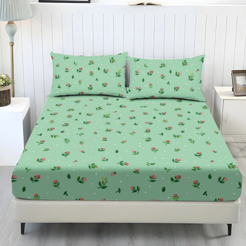 Twin Cooling Polyester Sheet Set Bird Floral Green 3 Pc