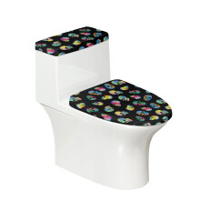 Skull Toilet Seat Cover Set Colorful Elastic Bottom 2 Piece