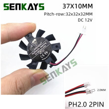 Ventilateur de remplacement pour carte graphique 37 mm, pas de 32 mm, 5 V/12 V, 2 fils, 2 broches