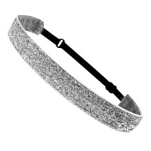 Glitter Sports Headband Non-Slip Elastic Silver