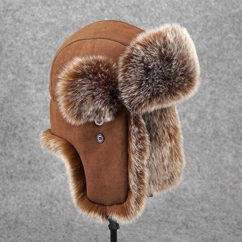 Unisex Καπέλο Trapper με Γούνινη Επένδυση Αντιανεμικό Χειμερινό Καπέλο Κυνήγι Ζεστό 2