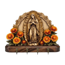 Wooden Mary Key Rack For Wall Mount Key Organization Religious Decor