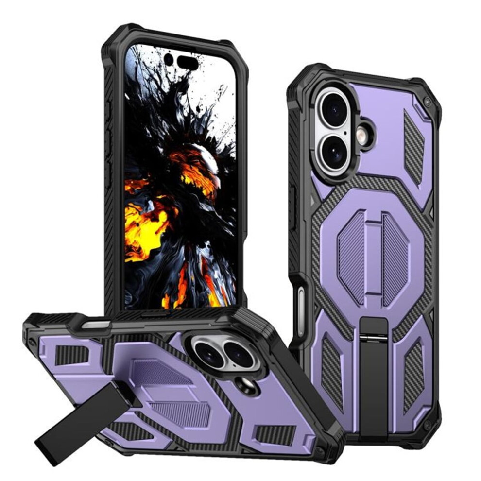 Iphone 17 Case Compatible With Magsafe Â Military-Grade, 360 Shockproof, Hidden Metal Kickstand Purple 9152228576438