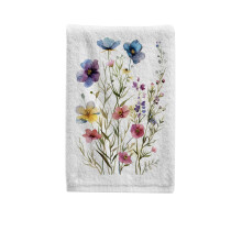 Serviette Ă main en coton, motif fleurs sauvages aquarelle, 39,4 x 74,9 cm
