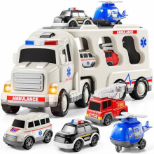 Spielzeug-Krankenwagen, 5-in-1, Reibungsantrieb mit Licht