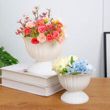 Pot de fleurs rond en plastique brillant style romain, 1,1 L
