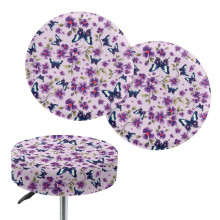 Housses de tabouret de bar à motif floral papillon en polyester (2 pièces)