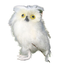 Magnifique statue de hibou artificiel aux détails soignés, fourrure douce et pelucheuse avec plumes naturelles, idéale pour l'intérieur et
