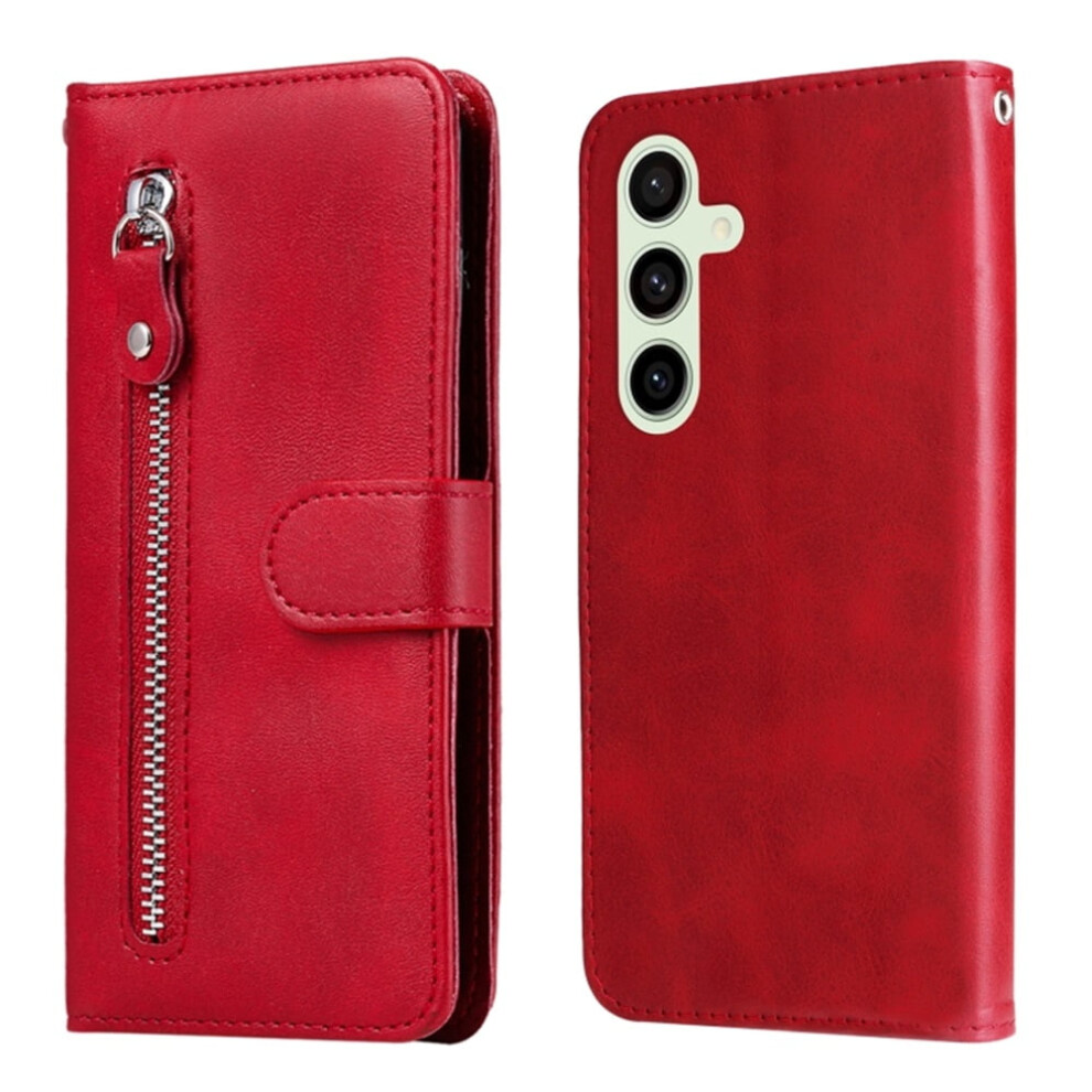 Leather Wallet Case For Samsung Galaxy S24 Fe 5G 6.7 Red 9180435629593