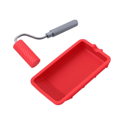 Reusable Silicone Woodworking Glue Roller with Tray - Carpenter's Paint Application Tool Container