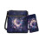 Bolsa transversal hobo com estampa de borboleta, lua, rosa e galáxia. 1