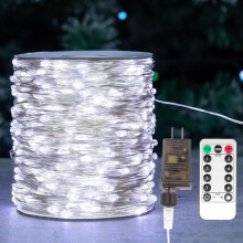 Guirlande lumineuse étanche 120 m (400 pi) 1200 LED blanc froid argenté