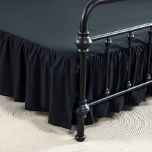 Jupe de lit Queen Size à volants, retombée de 45 cm (18 pouces), noire