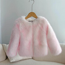 Girls Winter Hooded Faux Fur Coat Thickened Fleece-Lined Warm Casual Outerwear 2-13Y